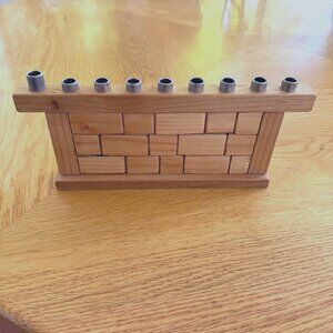 Hanukkah Menorah Western Wall Kotel Judaica Chanukah Hand-Crafted Cherry / Pine